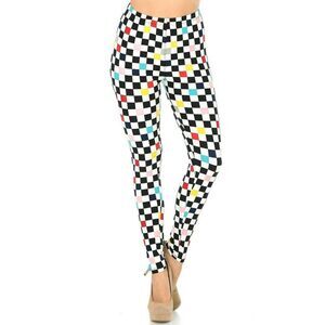 Plus Size New Mix Women's Accent Checkered‎ Leggings